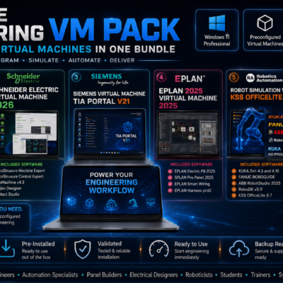 Pack Complet VM Engineering – Rockwell + Schneider + Siemens TIA Portal V21 + EPLAN 2025 + Robot Simulation + KSS OfficeLite 8.7