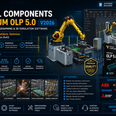 Visual Components Premium OLP 5.0 V2026 – Offline Robot Programming & 3D Simulation Software