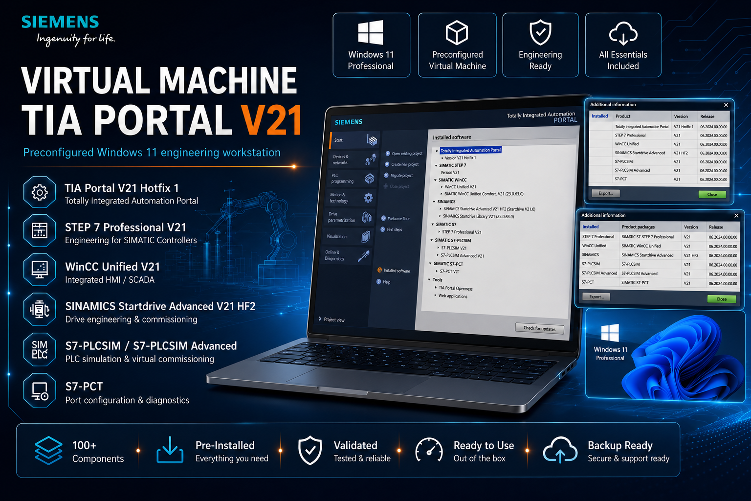 Siemens TIA Portal V21 Virtual Machine – Windows 11 Engineering Workstation